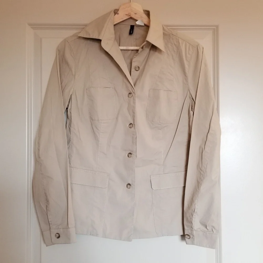 J. Crew Tan Ecru Mid-Length Button Up Blazer Sz 4
